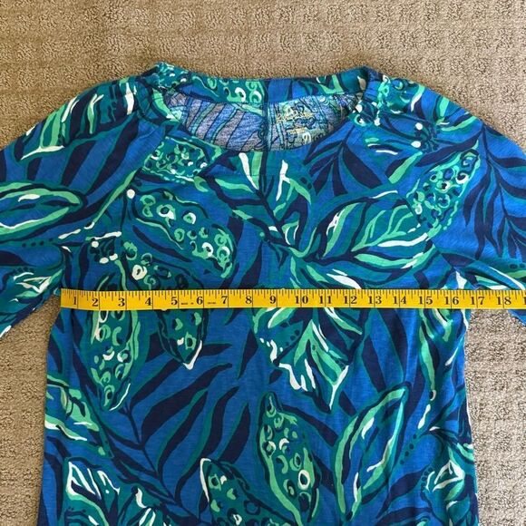 NWT Lilly Pulitzer Elianna Indigo Breeze 3/4 Sleeve T-Shirt Dress Cotton Small - Picture 12 of 16